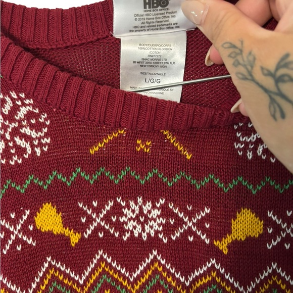 Game of Thrones Ugly Christmas Sweater "I Drink and I Know Things" Size Large - Picture 4 of 5